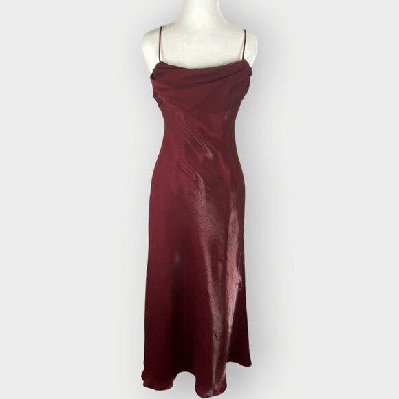 Vtg Betsy & Adam Slip Dress | 4 | Wine Shimmer USA | 90s Y2K Whimsigoth Prom - Picture 1 of 12